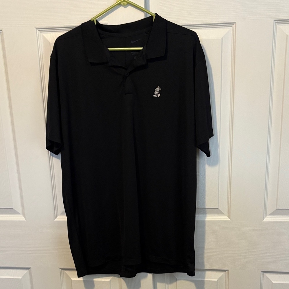 Nike Men's Classic Black Polo featuring Mickey Mouse